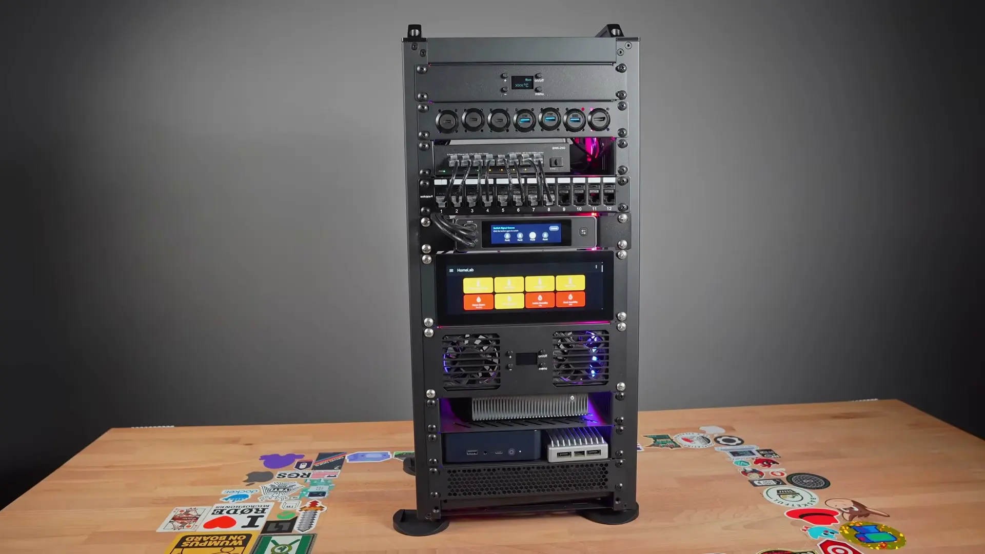 Finished DeskPi RackMate with accessories installed